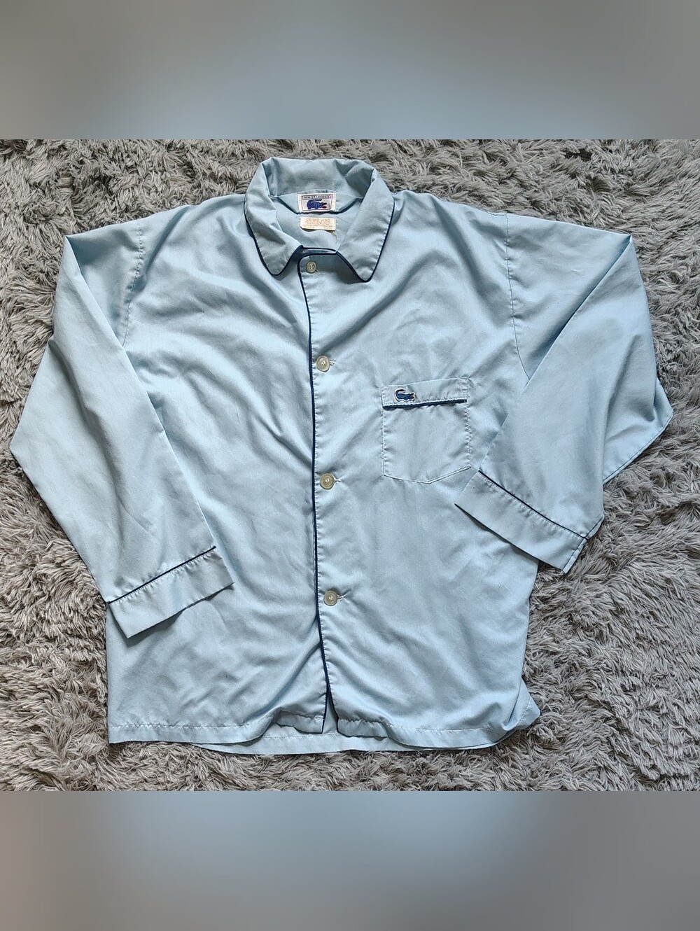 Lacoste Vintage 1970's Chemise Lacoste Blue Buttoned Pajama Top Size Large.